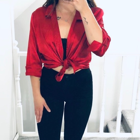 Vintage Canadian red satiny stunner, size large